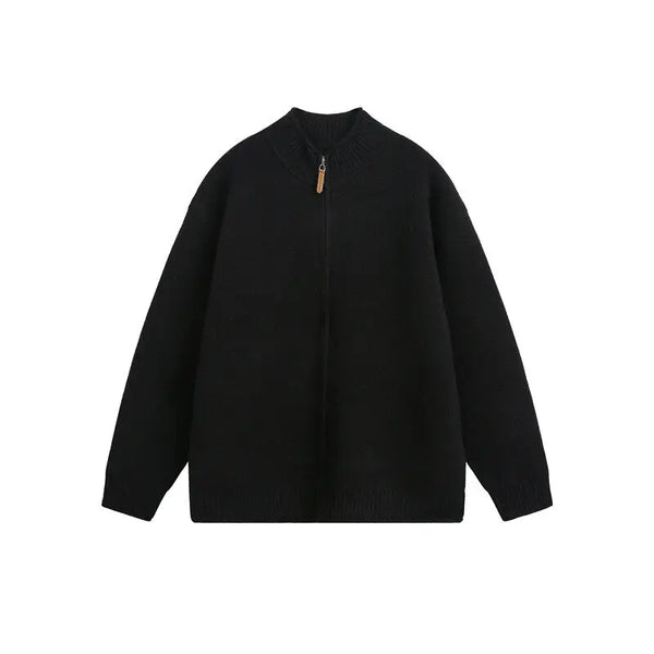 Vintage Loose Knit Sweater Zipper Cardigan