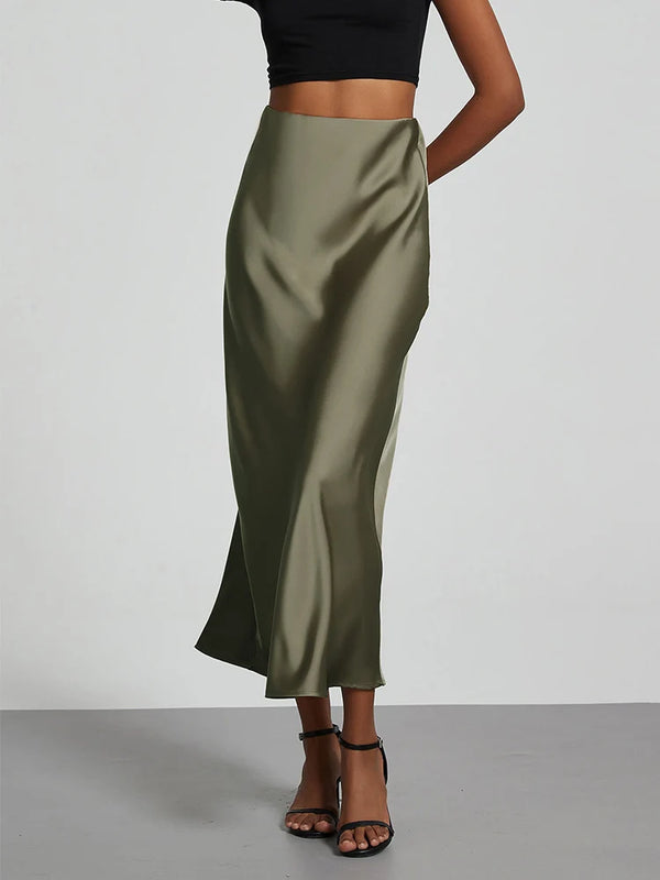 Chic High Waist Satin Party Skirt