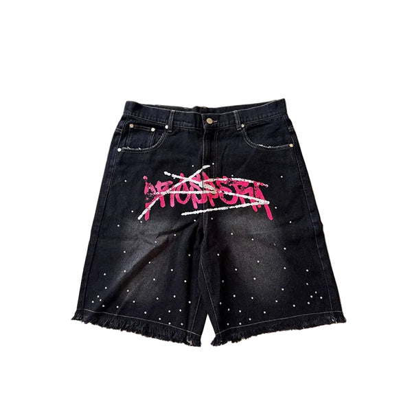 Y2K Graphitti Dotted Denim Shorts