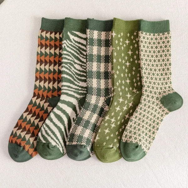 Calcetines escolares de tubo de algodón cálidos y acogedores de estilo vintage