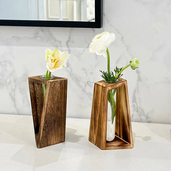 Vintage Wooden Hydroponic Vase