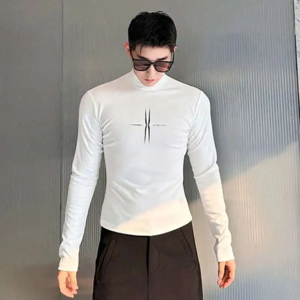 Contrast Color Slim Fit Long T-Shirt