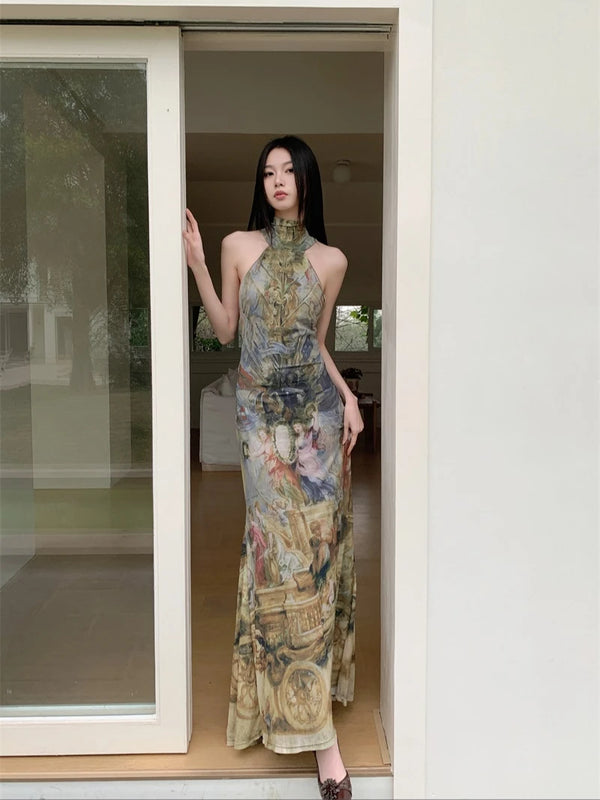 Renaissance Oil Painting Maxi Dress