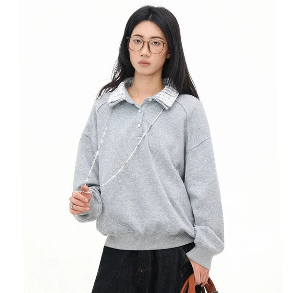 Gray Color Block Oversized T-Shirt