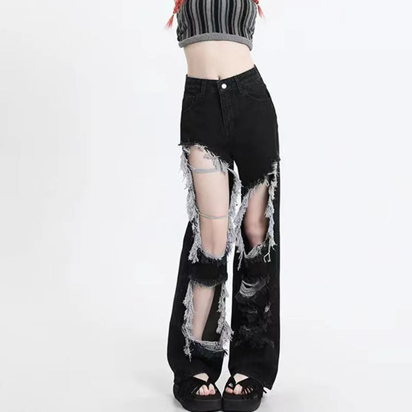 Black Hole Gothic High Waist Jeans