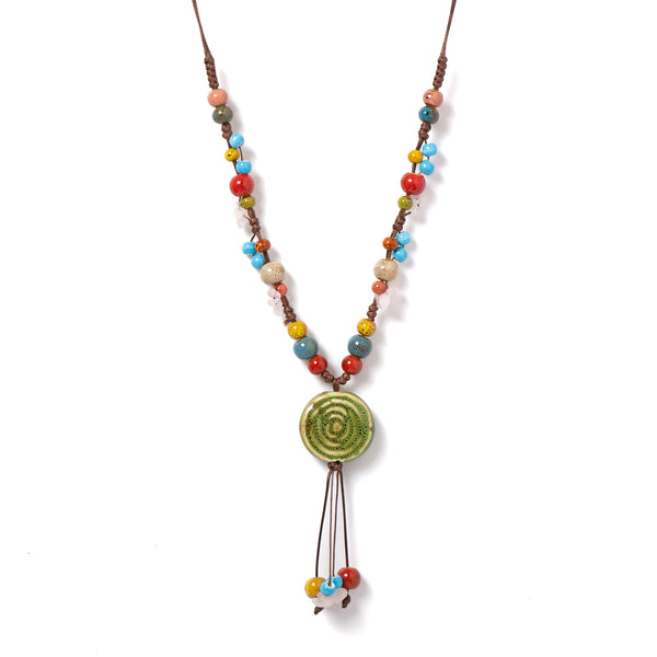 Adjustable Pendant Green Crystal Vintage Necklace