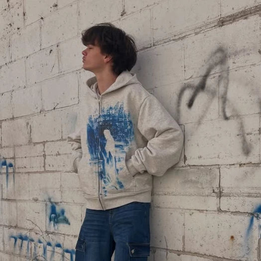 Retro Graphic Prints Zipper Hoodies