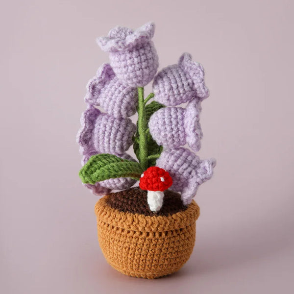 Vintage Handmade Potted Knitted Flowers