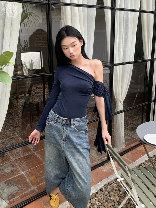 Stylish Off-Shoulder Long Sleeve Top