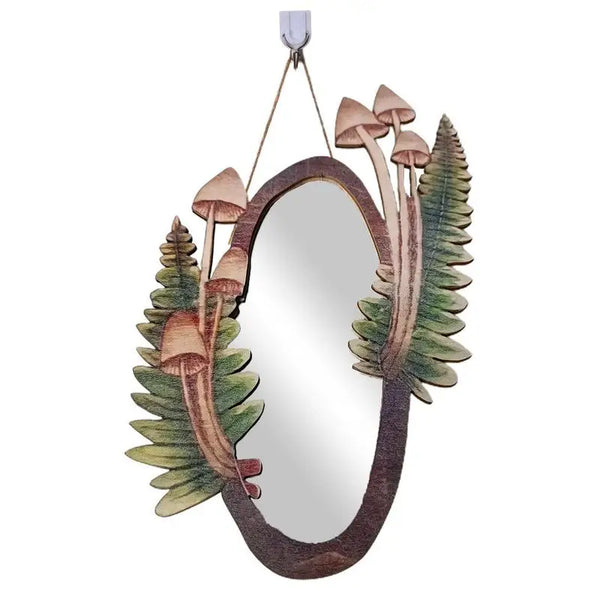 Wooden Mushroom Forest Wall Mirror