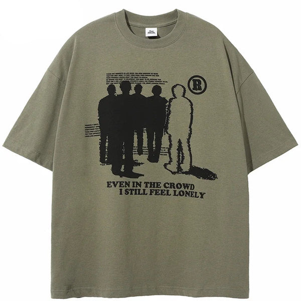 Camiseta gráfica de hip hop "Sombra Solitaria"