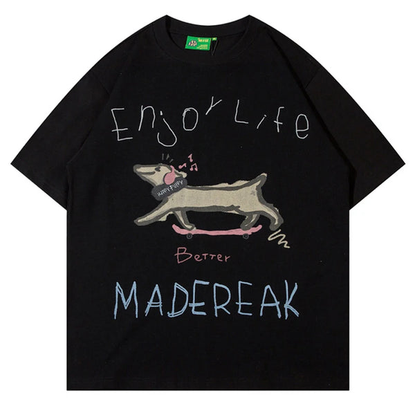 Camiseta gráfica con grafiti de perro creativo