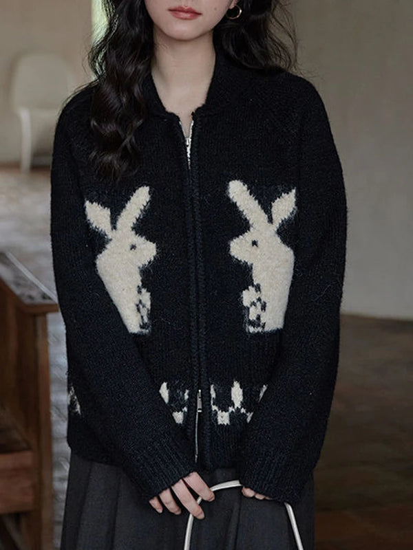 Acubi Cozy Knitted Rabbit Cardigan