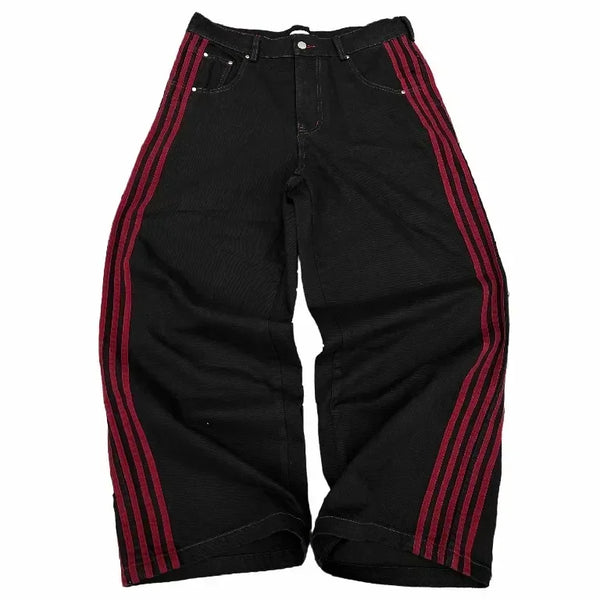 Y2K Splicing Embroidery Baggy Jeans