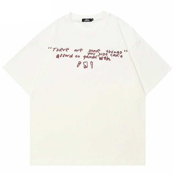 Funny Teeth Graphic Casual White T-Shirt