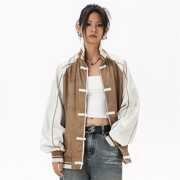 Chinese Style Brown Varsity Jacket