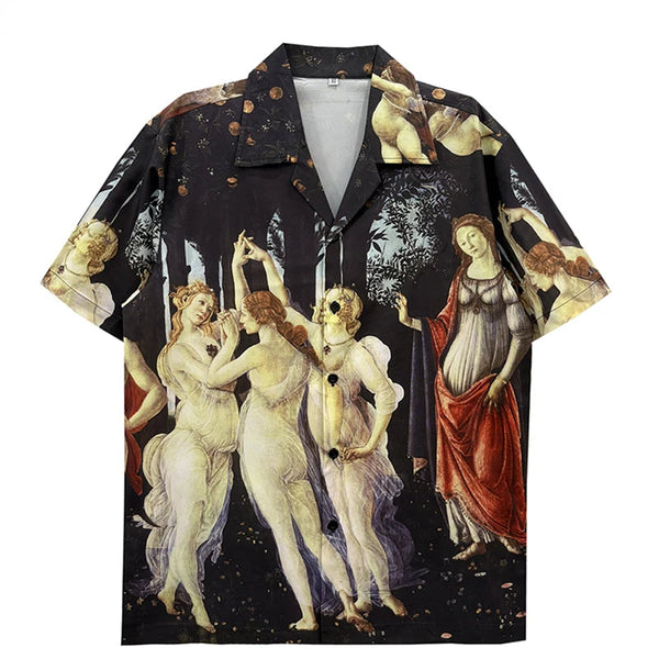 Ancient Painting Graphic Hawaiian Beach Shirt