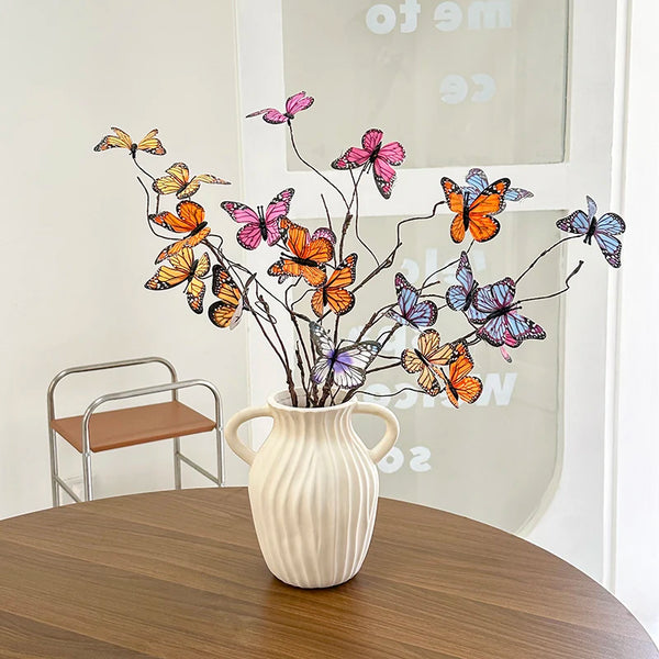 Vase with Butterfly Flower Branches