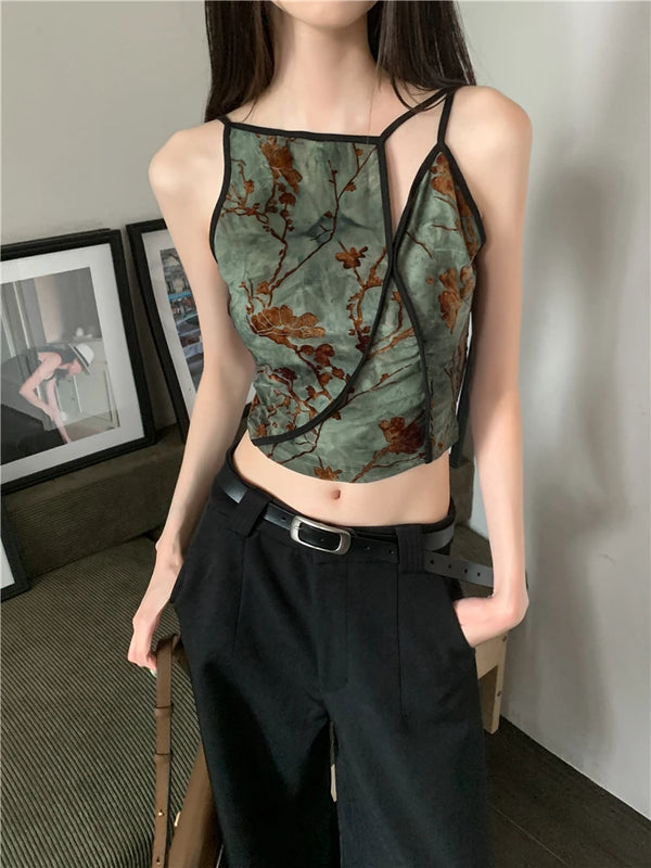 Camisola vintage con estampado floral flocado