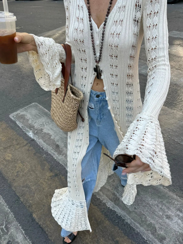Handmade Crochet Knit Long Cardigans for Women