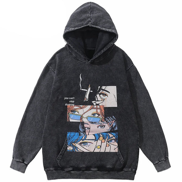 Black Oversized Anime Hoodie