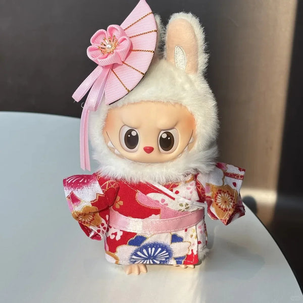 Conjunto de ropa de kimono japonés para muñecas Labubu V1 y V2 de 15/17 cm, accesorios de decoración