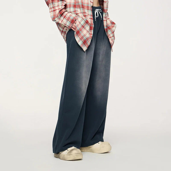 Washed Straight Wide Leg Jeans